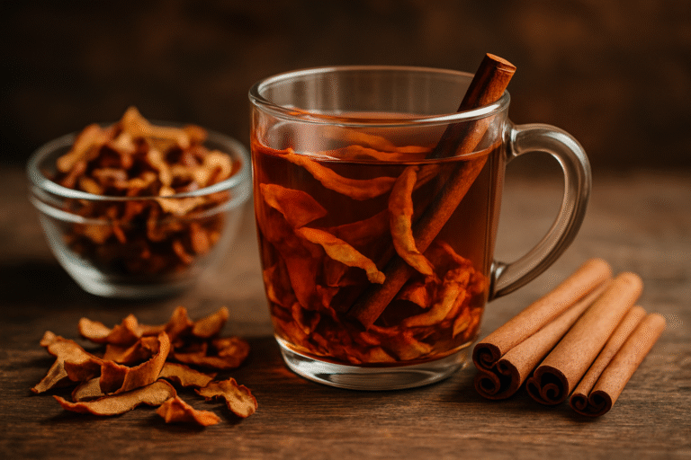 Przepis na domową herbatkę z suszonych skórek jabłek i cynamonu